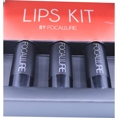 Focallure Lip Crayon Kit- 3 in 1. Shades: 6 Crimson, 10 Auburn & 17 Studded Kiss.