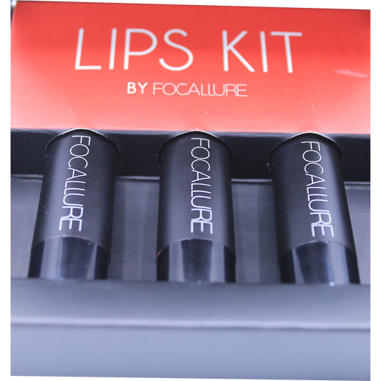 Focallure Lip Crayon Kit- 3 in 1. Shades: 6 Crimson, 10 Auburn & 17 Studded Kiss.