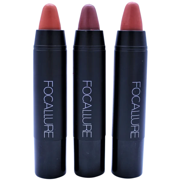 Focallure Lip Crayon Kit- 3 in 1. Shades: 6 Crimson, 10 Auburn & 17 Studded Kiss. - Image 3