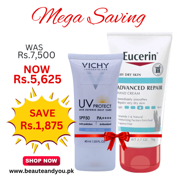 : Eucerin Advanced Repair Hand Cream & Vichy UV protection daily care sun screen